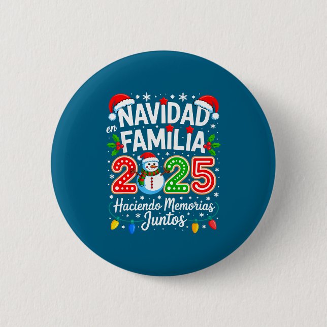 Matching Family Pajamas Navidad En Familia Christm Button (Front)