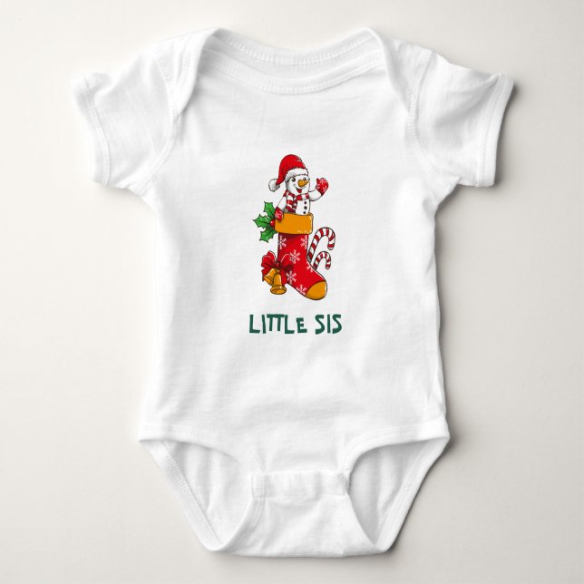 Matching Family Snowman Christmas Custom Name Baby Bodysuit (Front)