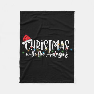 Matching Family String Lights Santa Hat Christmas Fleece Blanket