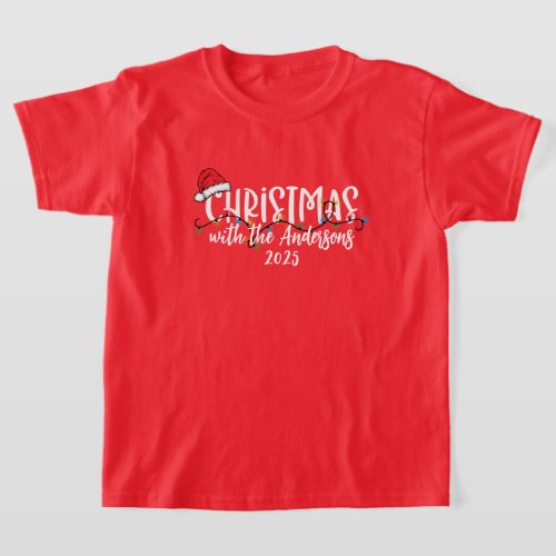 Matching Family String Lights Santa Hat Christmas T-Shirt