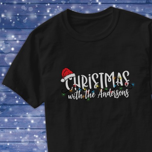 Matching Family String Lights Santa Hat Christmas T_Shirt