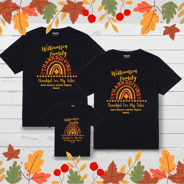 Matching Family Thanksgiving Rainbow Names Year T-Shirt (Creator Uploaded)