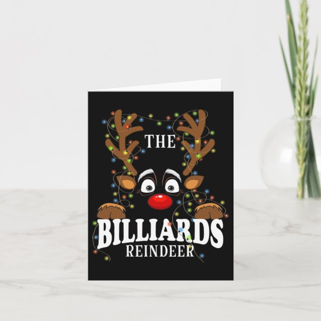 Matching Family The Billiards Reindeer Christmas  Card (Front)