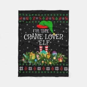 Matching Family Ugly I'm The Crane Lover Elf Chris Fleece Blanket