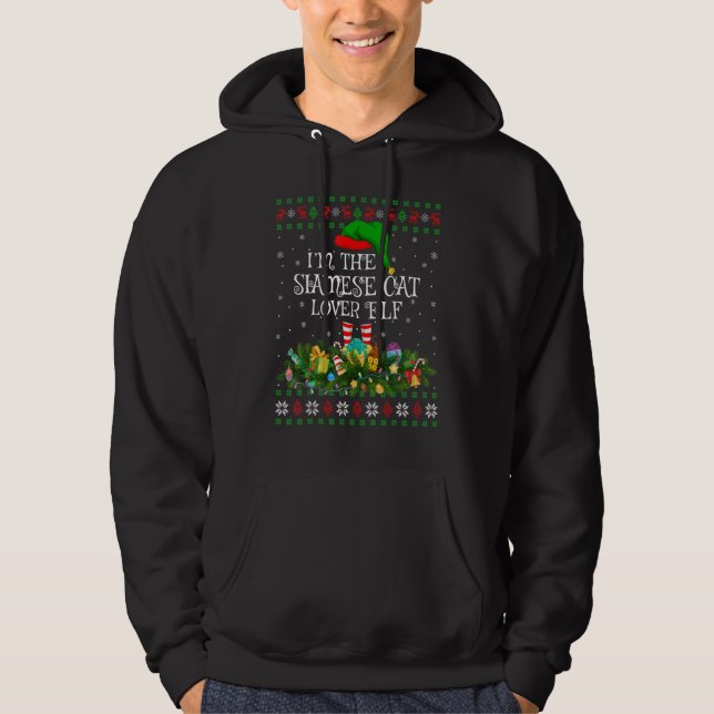 Matching Family Ugly I'm The Siamese Cat Elf Chris Hoodie (Front)