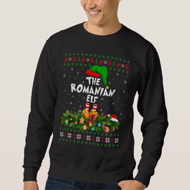 Matching Family Ugly The Romanian Elf Christmas Sweatshirt (Front)