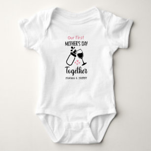 Matching First Mother's Day Together Personalized  Baby Bodysuit