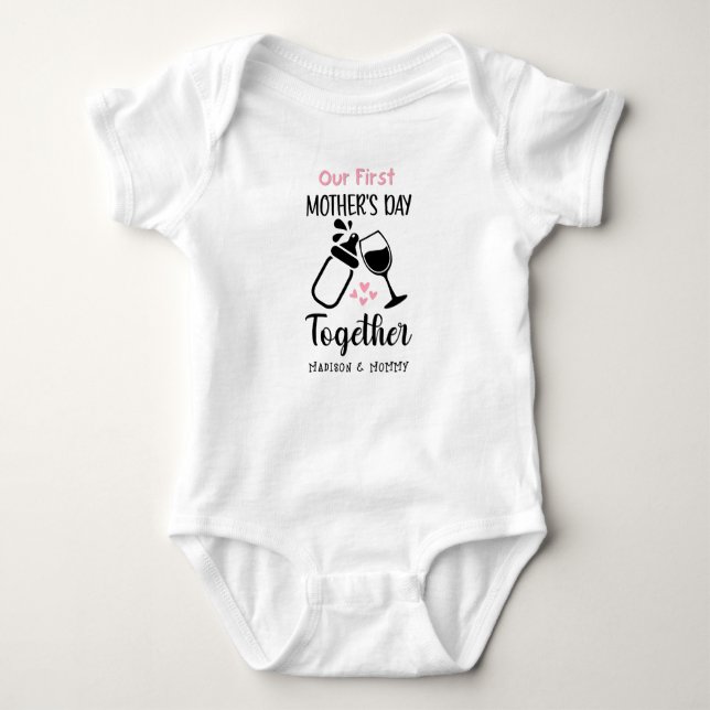 Matching First Mother's Day Together Personalized  Baby Bodysuit (Front)