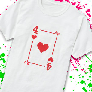 Matching Four Hearts Suit Playing Cards Modern 4 T-Shirt