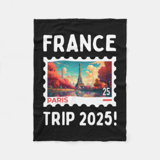Matching France Trip 2025 Eiffel Tower Fleece Blanket
