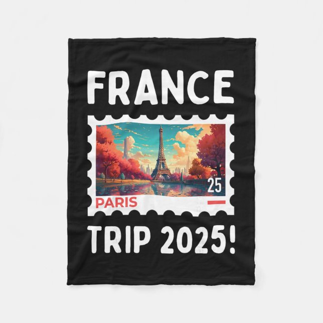 Matching France Trip 2025 Eiffel Tower  Fleece Blanket (Front)