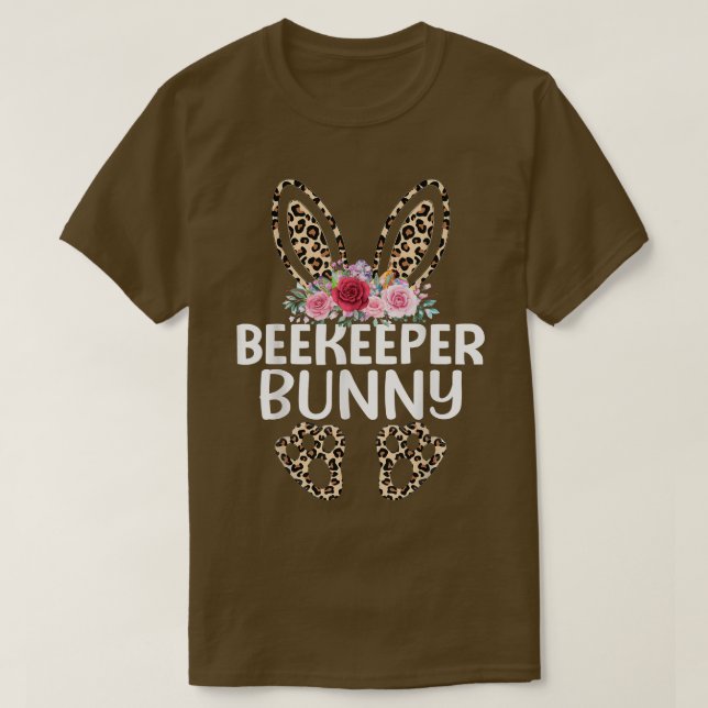 Matching Funny Leopard Print Bunny Beekeeper Easte T-Shirt (Design Front)