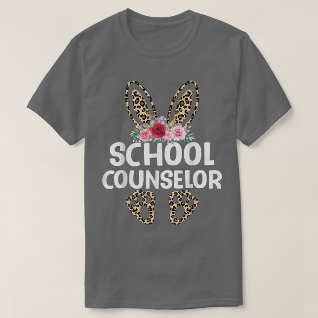 Matching Funny Leopard Print Bunny School Counselo T-Shirt (Design Front)