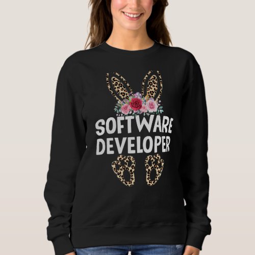 Matching Funny Leopard Print Bunny Software Develo Sweatshirt