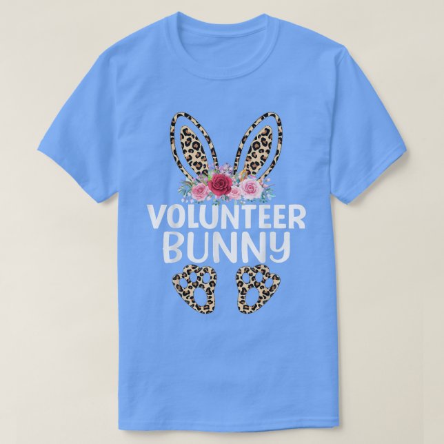 Matching Funny Leopard Print Bunny Volunteer Easte T-Shirt (Design Front)