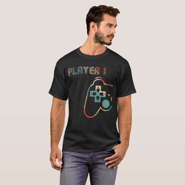 Matching Gamer Couple Player 1 Player 2 T-Shirt (Front Full)