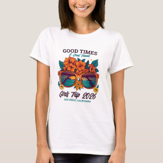Matching Girls Trip Retro Beach Vacation Custom T-Shirt