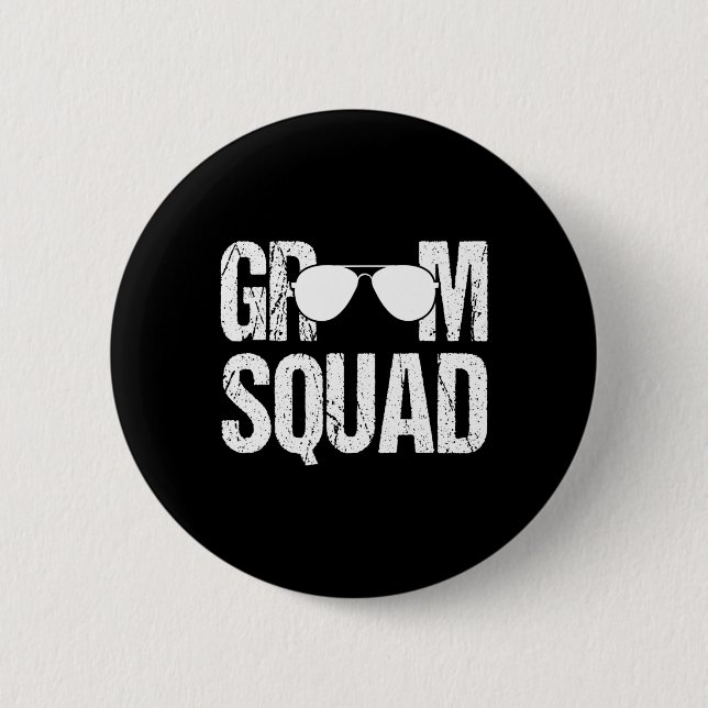 Matching Groomsman Group Bachelor Party Groom Squa Button (Front)