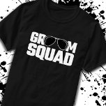 Matching Groomsman Group Groomsmen Bachelor Party T-Shirt<br><div class="desc">This awesome "Groom Squad" design is perfect for your wedding party group of groomsmen to wear at a bachelor party or engagement party to celebrate your last night out with the guys before getting married! Design features "Groom Squad" bachelor party theme w/ aviator sunglasses clip art graphic. Perfect for wedding...</div>