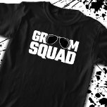 Matching Groomsman Group Groomsmen Bachelor Party T-Shirt<br><div class="desc">This awesome "Groom Squad" design is perfect for your wedding party group of groomsmen to wear at a bachelor party or engagement party to celebrate your last night out with the guys before getting married! Design features "Groom Squad" bachelor party theme w/ aviator sunglasses clip art graphic. Perfect for wedding...</div>