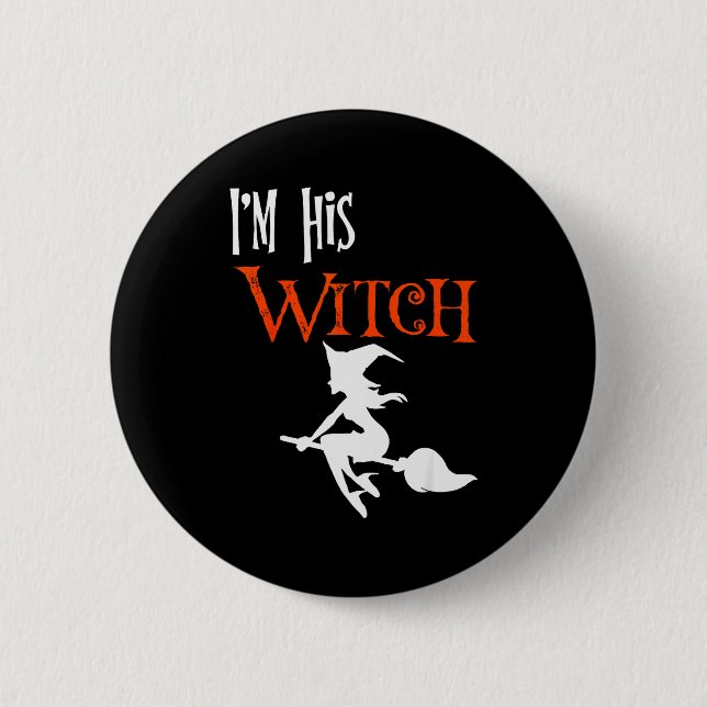 Matching Halloween I'm His Witch_i'm Her Boo Coupl Button (Front)