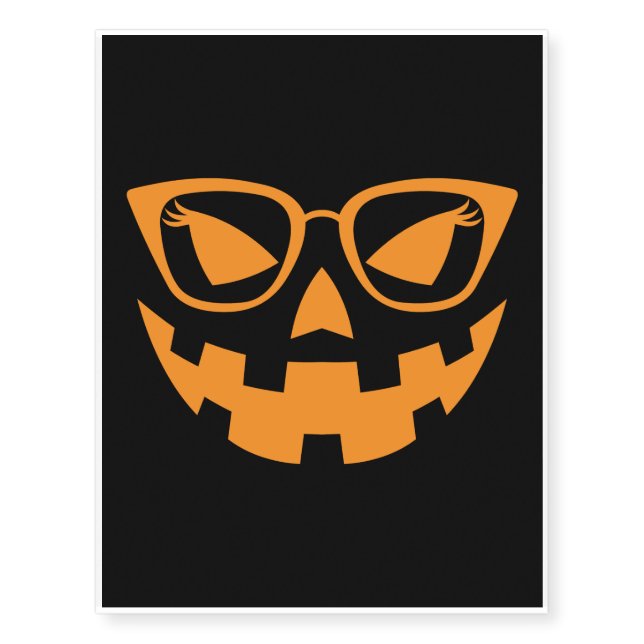 Matching Halloween Scary Creepy Pumpkin Face Temporary Tattoos (Front)