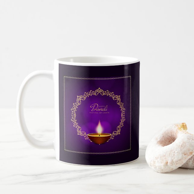 Matching Happy Diwali Purple Coffee Mug (With Donut)