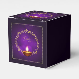 Matching Happy Diwali Purple Favor Boxes