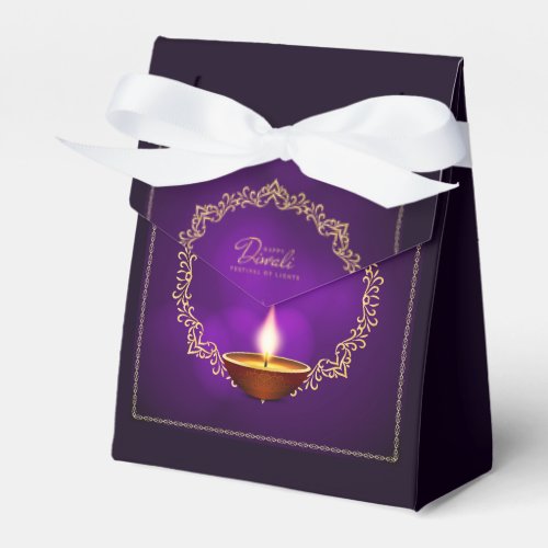 Matching Happy Diwali Purple Favor Boxes