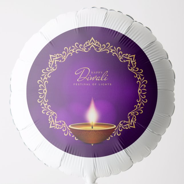 Matching Happy Diwali Purple Large Balloon (Front)