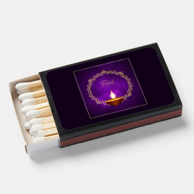 Matching Happy Diwali Purple  Matchboxes (Front Open)