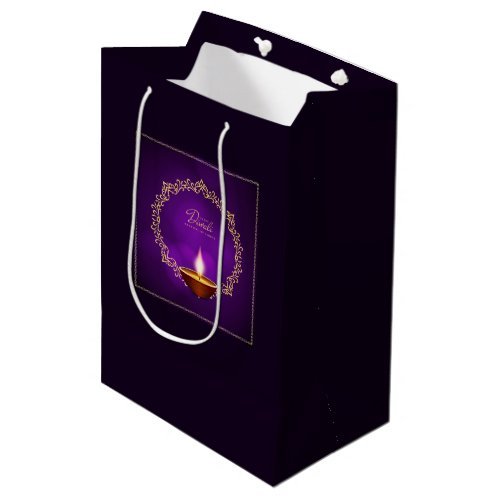 Matching Happy Diwali Purple Medium Gift Bag