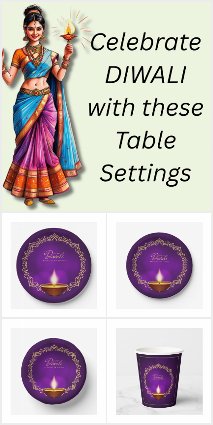 Matching Happy Diwali Purple Table Settings