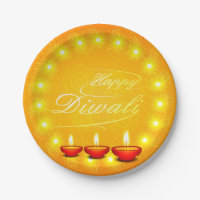 Matching Happy Diwali Yellow 7" Plate