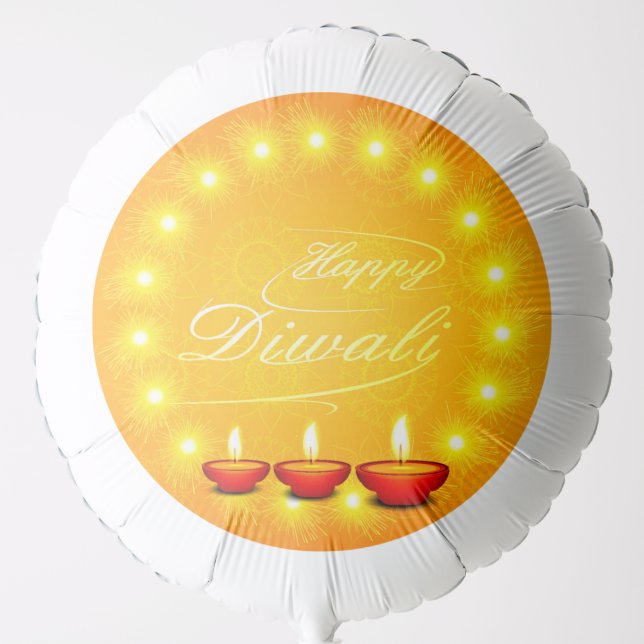 Matching Happy Diwali Yellow Large Balloon (Front)