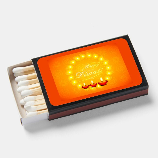 Matching Happy Diwali Yellow Matchboxes (Front Open)