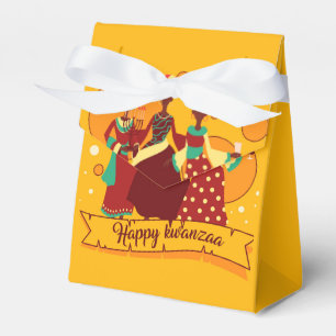 Matching Happy Kwanzaa 3 Ladies Yellow Favor Boxes
