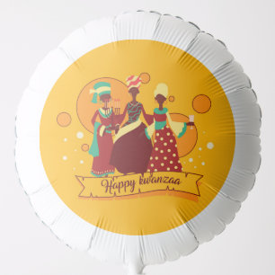 Matching Happy Kwanzaa 3 Ladies Yellow Large Balloon