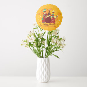 Matching Happy Kwanzaa 3 Ladies Yellow Medium Balloon