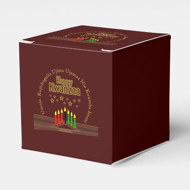 Matching Happy Kwanzaa Seven Principles Favor Boxes (Front Side)