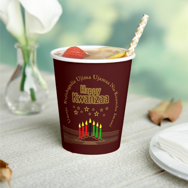 Matching Happy Kwanzaa Seven Principles Paper Cups (Insitu)