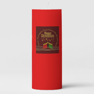 Matching Happy Kwanzaa Seven Principles Red Tall Pillar Candle