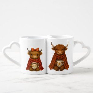 Matching Highland Cow Coffee Mugs for Mom & Child