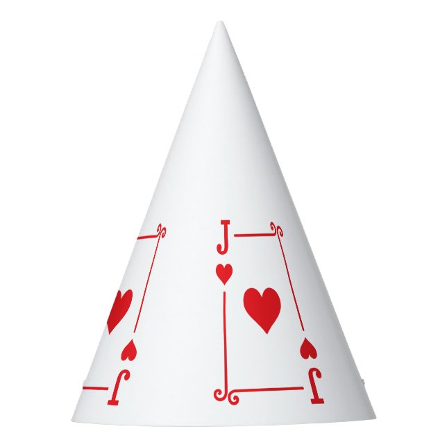 Matching Jack Hearts Suit Playing Cards Modern Party Hat (Front)