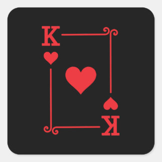 Matching King Hearts Suit Playing Cards Modern Square Sticker