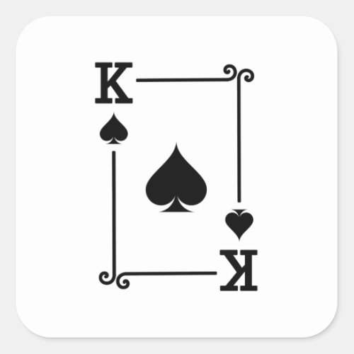 Matching King Spades Suit Playing Cards Modern Square Sticker