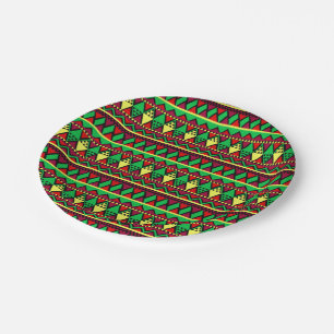 Matching Kwanzaa Yellow Red Black Green 7" Paper Plates