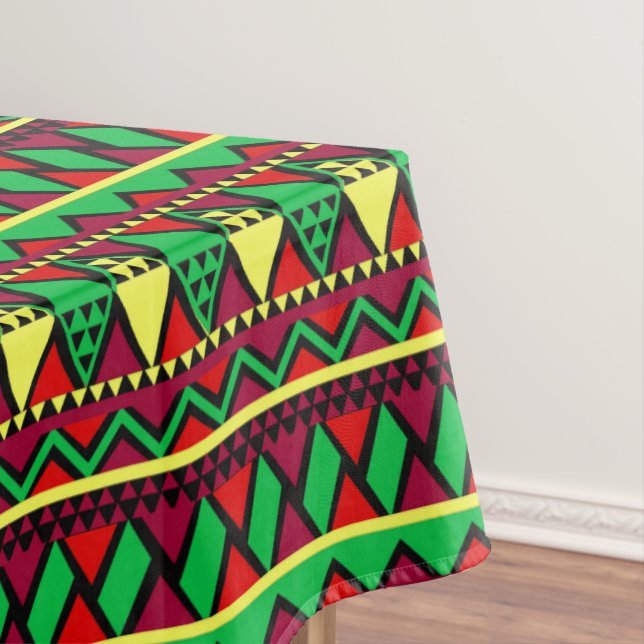 Matching Kwanzaa Yellow Red Black Green Large Tablecloth (In Situ)