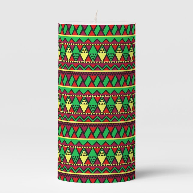 Matching Kwanzaa Yellow Red Black Green Medium Pillar Candle (Front)