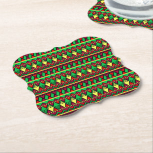 Matching Kwanzaa Yellow Red Black Green Paper Coaster